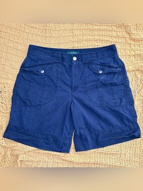Lauren Ralph Lauren Deep Blue Cargo-Style  Cuffed hem Shorts